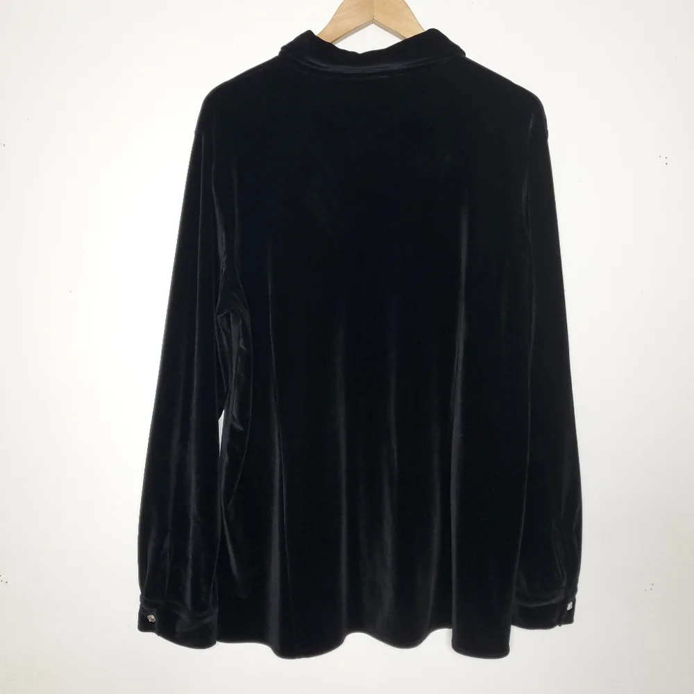 Vintage Quacker factory Velvet Shirt Sz XL Minimalist Velour Dark Academia Goth - Picture 11 of 11